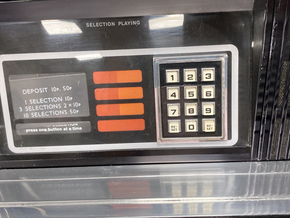 A 1970s Seeburg juke box, width 100cm depth 69cm height 136cm